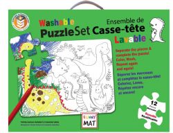 FUNNY MAT - ENSEMBLE DE CASSE-TÊTES DE COLORIAGE LAVABLES DE 12 PIÈCES - L'ÂGE DES DINOSAURES